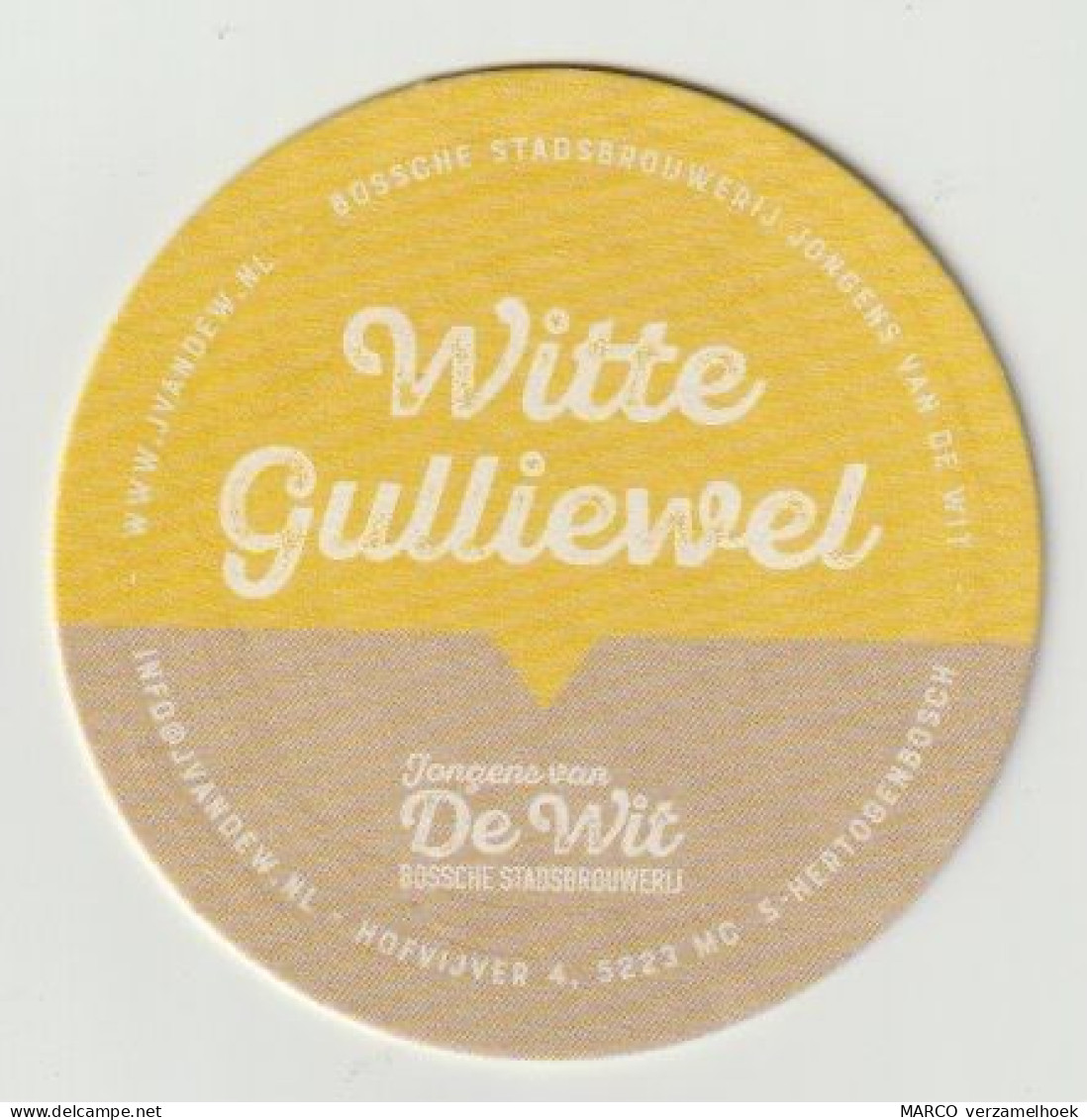 Bierviltje-bierdeckel-beermat Bossche Stadsbrouwerij De Jongens Van De Wit Den Bosch (NL) Witte Gulliewel - Sotto-boccale