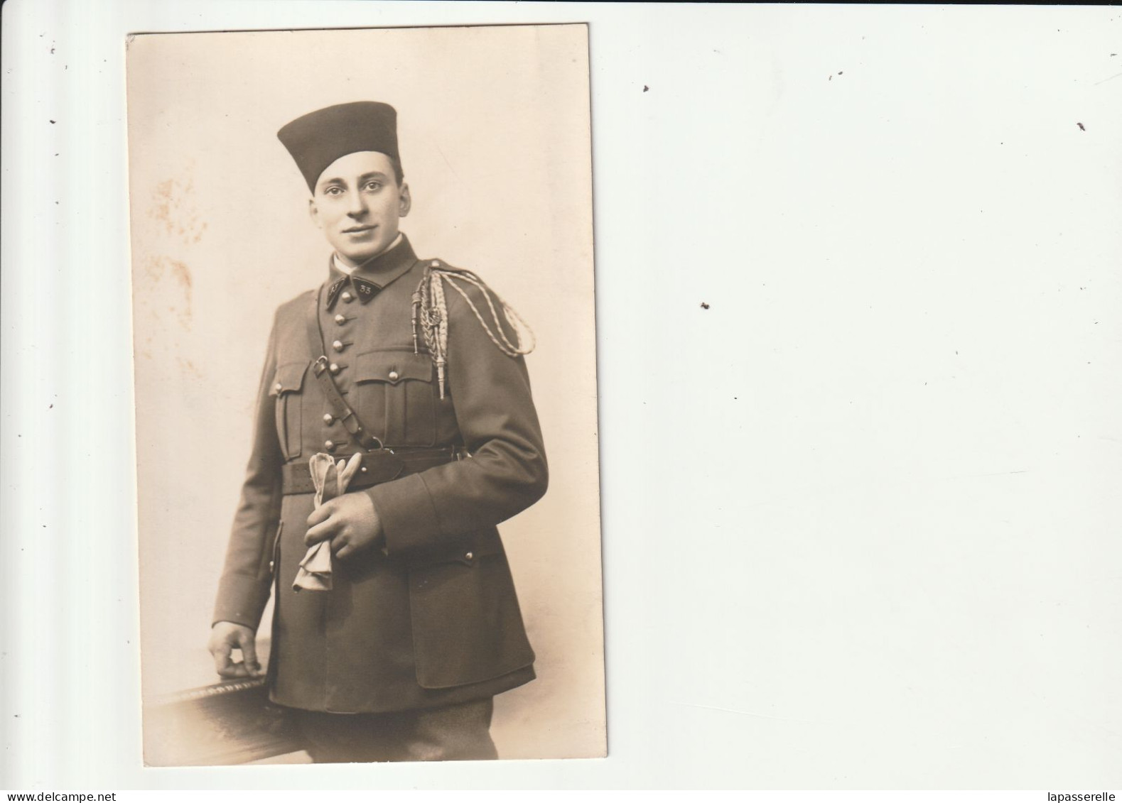 Carte Photo Portrait Artilleur Marocain Coiffe Safi - N° 35 Sur Le Col - Photo Villair Scherr Epinal 88- Années 14-18 - Guerre 1914-18