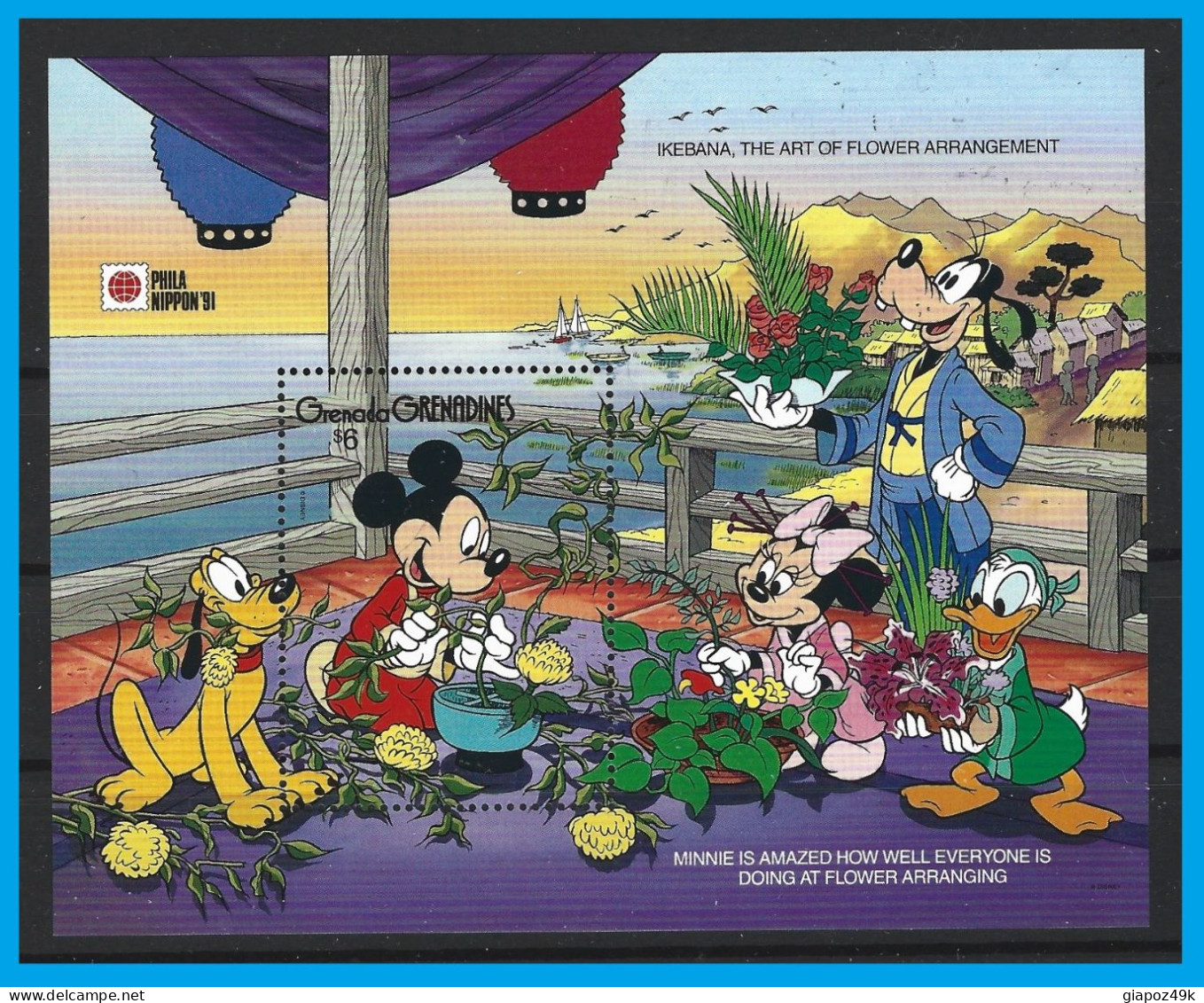 ● GRENADA GRENADINES 1991 ֎ NIPPON '91 ● Walt Disney ● Pippo Pluto Topolino Topolina Paperino ● BF ** Singolo ● - Grenade (1974-...)