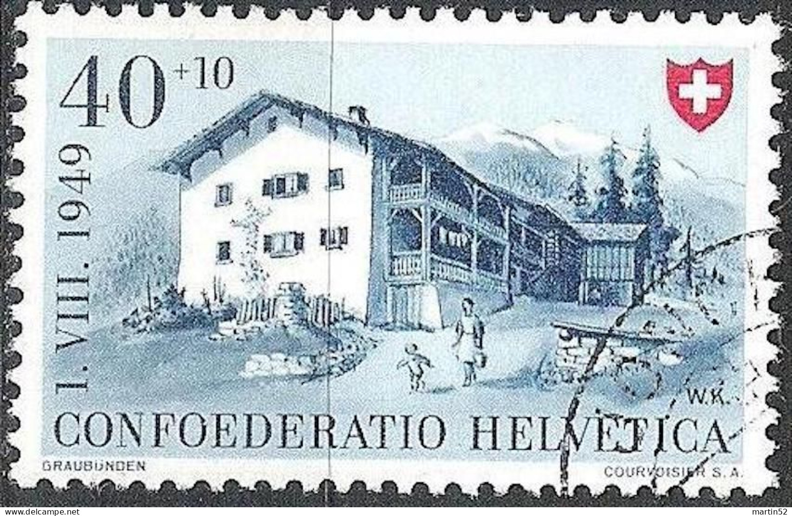Schweiz Suisse Pro Patria 1949: GRAUBÜNDEN Zu WII 45 Mi 528 Yv 480 Mit Stempel  LA JONCHÈRE (Zu CHF 20.00) - Used Stamps