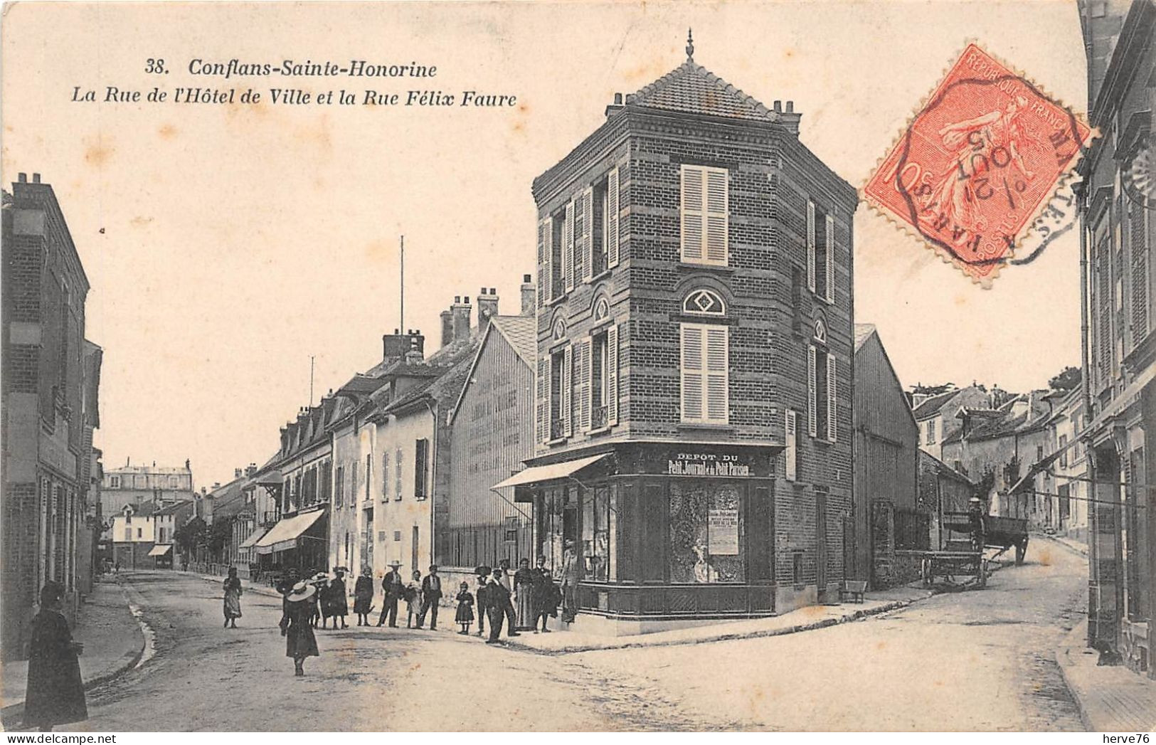 CONFLANS SAINTE HONORINE - La Rue De L'Hôtel De Ville Et La Rue Félix Faure - 1905 - Conflans Saint Honorine