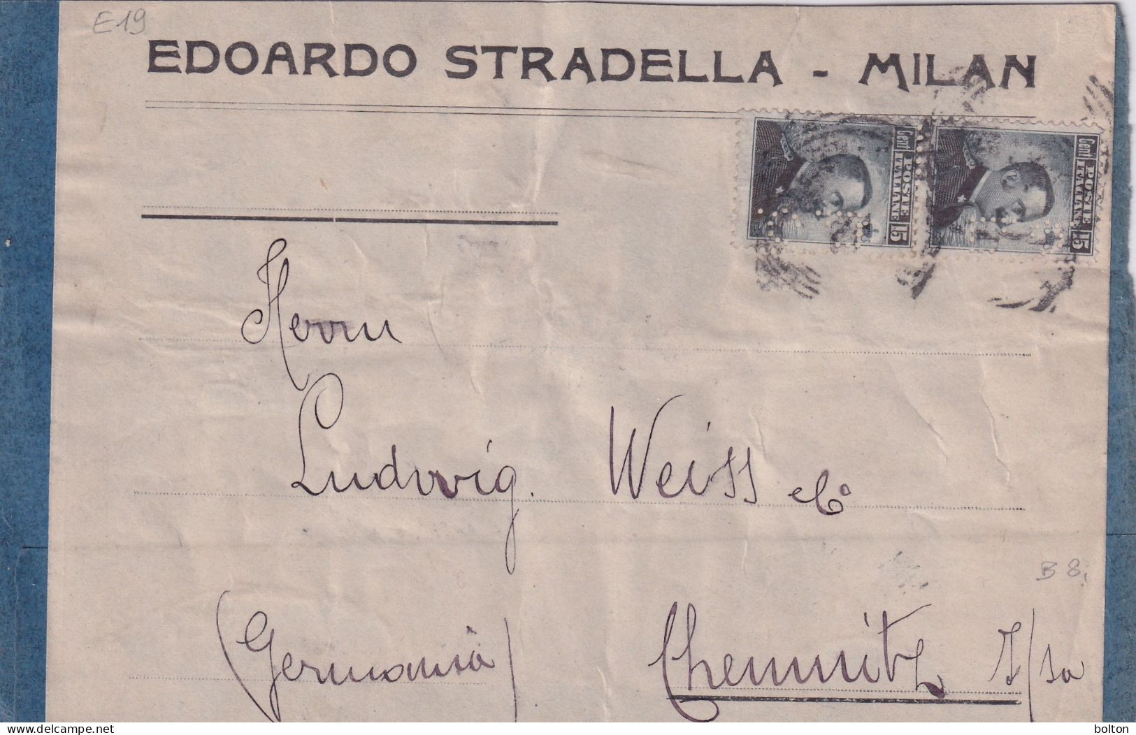 Cartolina Con Affrancatura PERFIN  Edoardo Stradella - Marcophilie