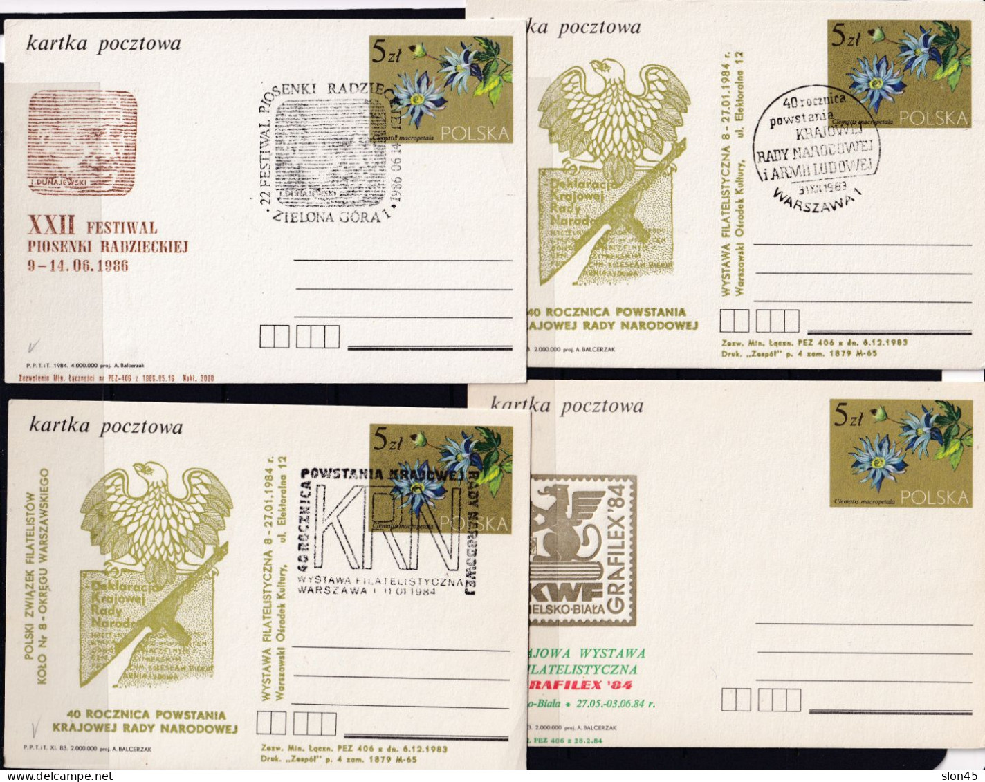 Poland 10 Postal Stationary Cards Special Cancel 5 Zl 16115 - Polen