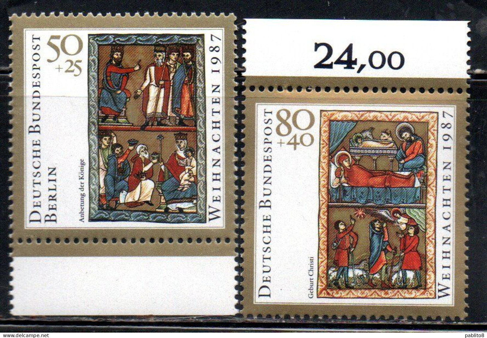 GERMANY  GERMANIA BERLIN BERLINO 1987 CHRISTMAS NATALE WEIHNACHTEN NOEL NAVIDAD NATAL COMPLETE SET SERIE COMPLETA MNH - Unused Stamps