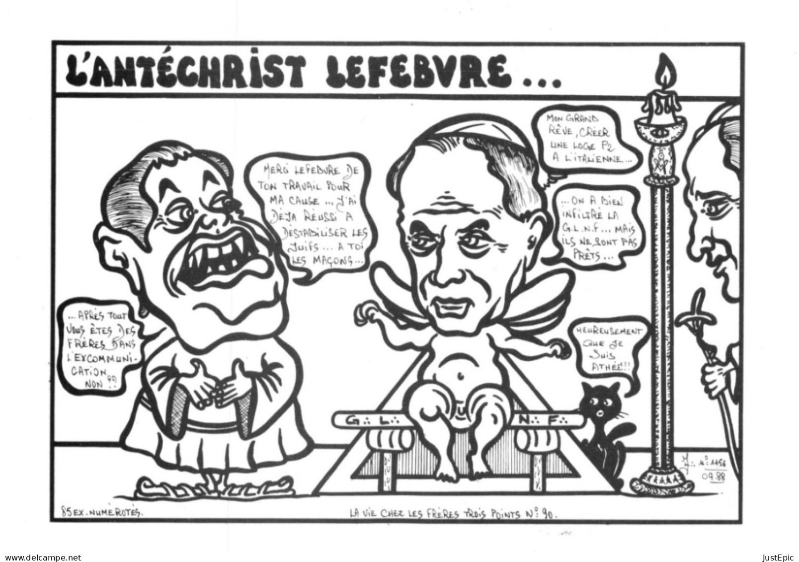 "L'ANTÉCHRIST LEFEBVRE... " - LARDIE Jihel Tirage 85 Ex. Caricature Politique Franc-maçonnerie - Cpm - Sátiras