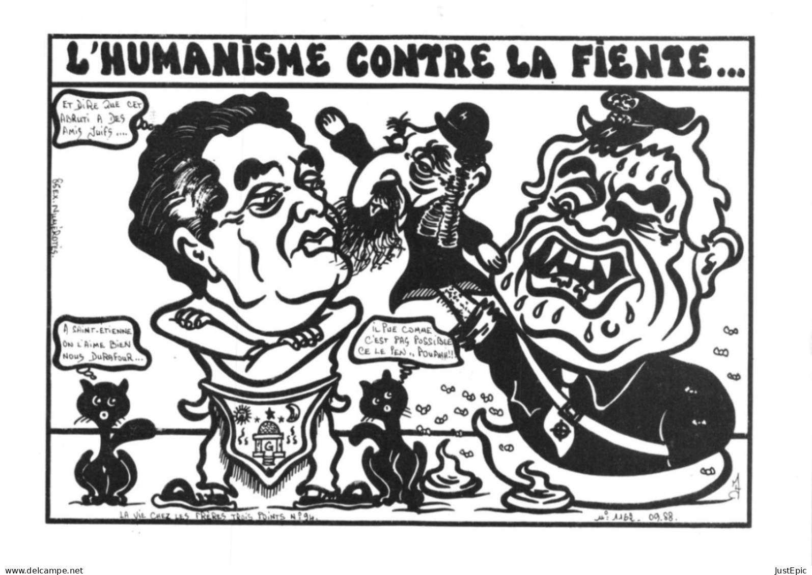 LARDIE Jihel Tirage 85 Ex. Caricature Politique Michel Durafour - Le Pen - Franc-maçonnerie Judaïsme - Satira