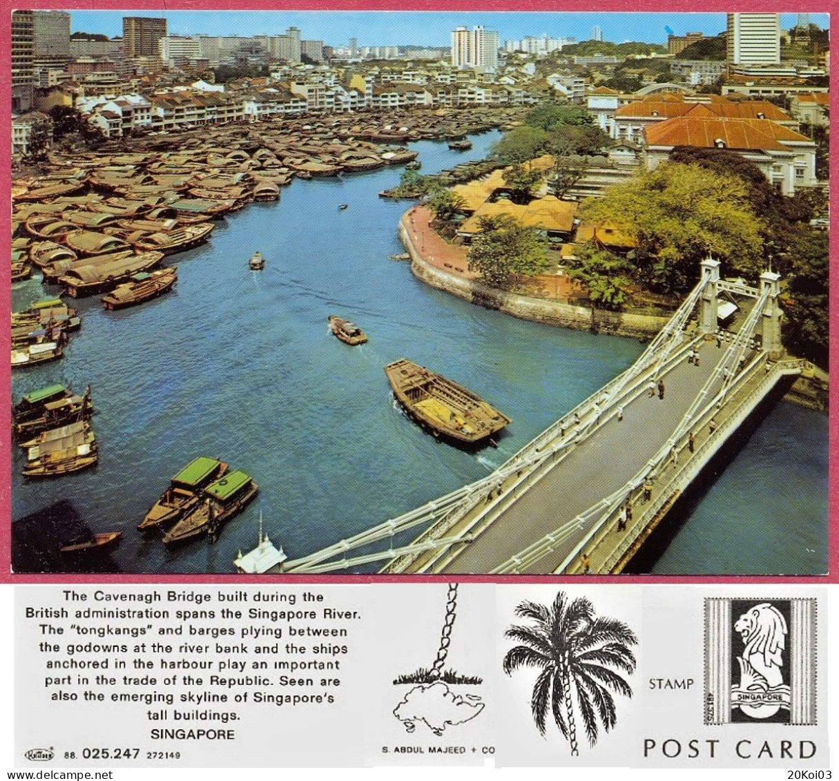Singapore CAVANAGH Bridge River "The Tongkangs"_Vintage Old +/-1965-70's  Kruger 88 025.247_272149_UNC_cpc - Singapour