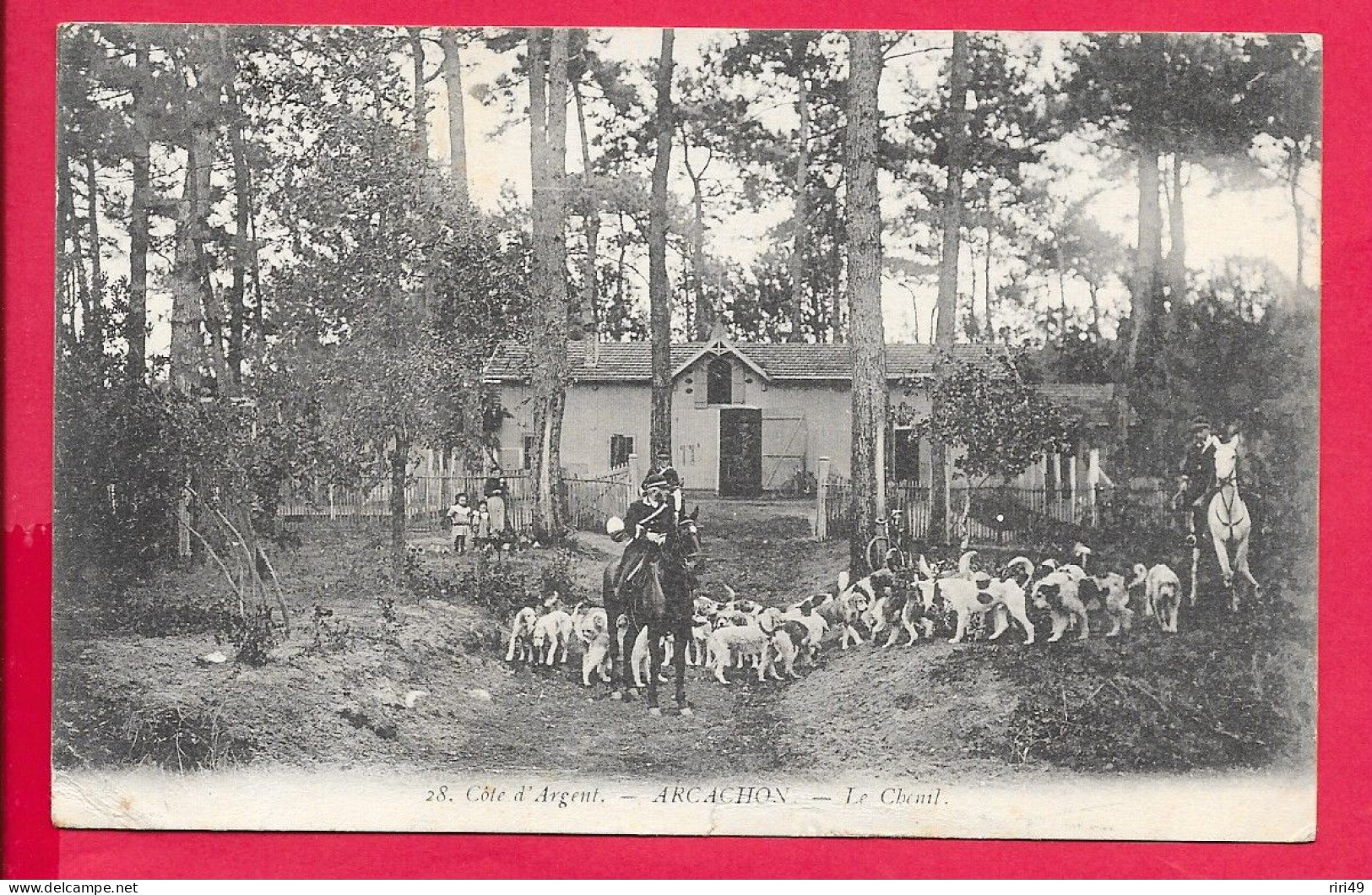 Cpa 33 ARCACHON Le Chenil 1913 Voyagée Divisé Voir Scanne Belle Carte Animée Chiens Enfants LEO NEVEU PHOT. CHASSE - Arcachon