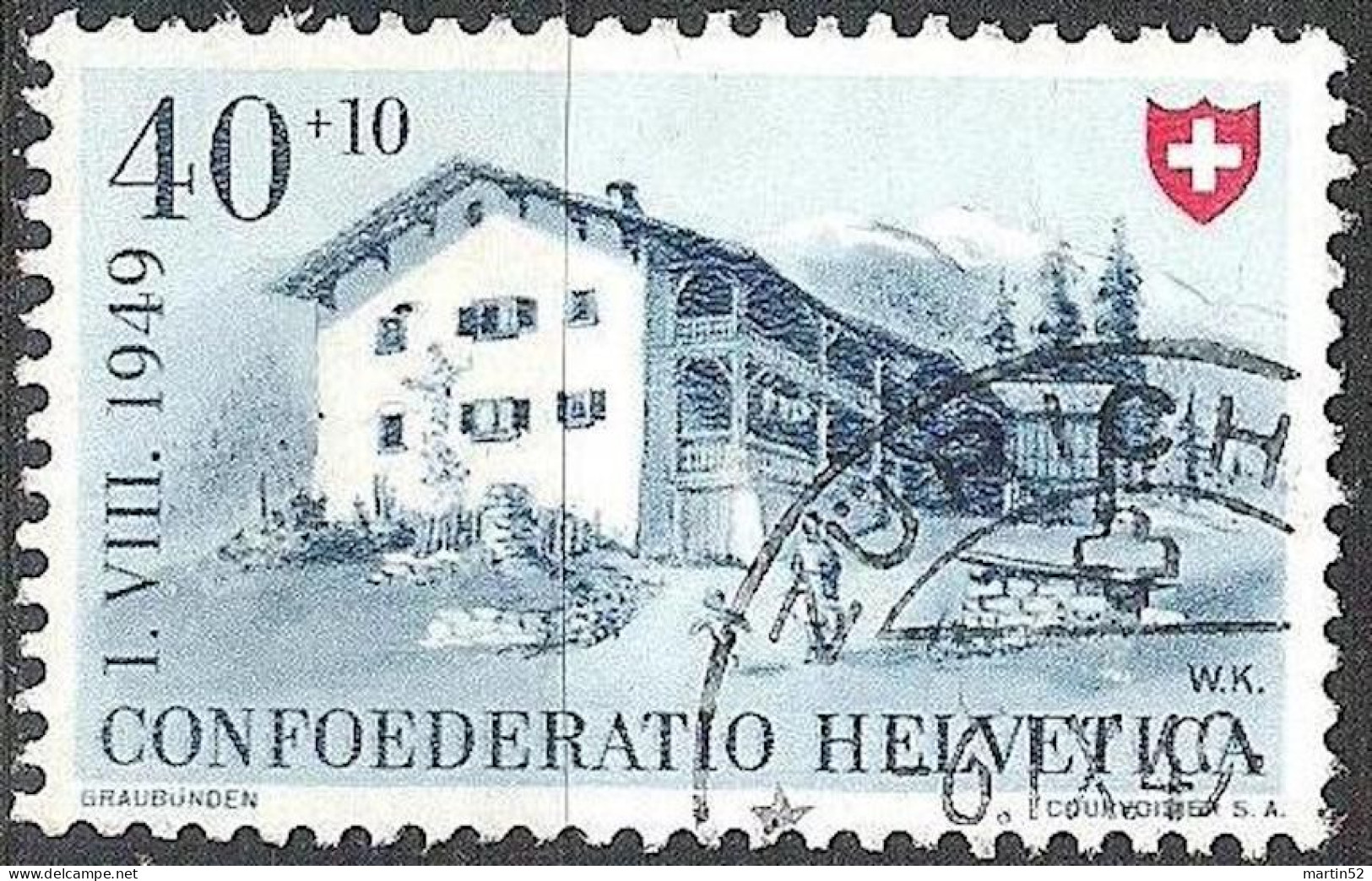 Schweiz Suisse Pro Patria 1949: GRAUBÜNDEN Zu WII 45 Mi 528 Yv 480 Mit Voll-Stempel ZÜRICH 6.IX.49 (Zu CHF 20.00) - Oblitérés