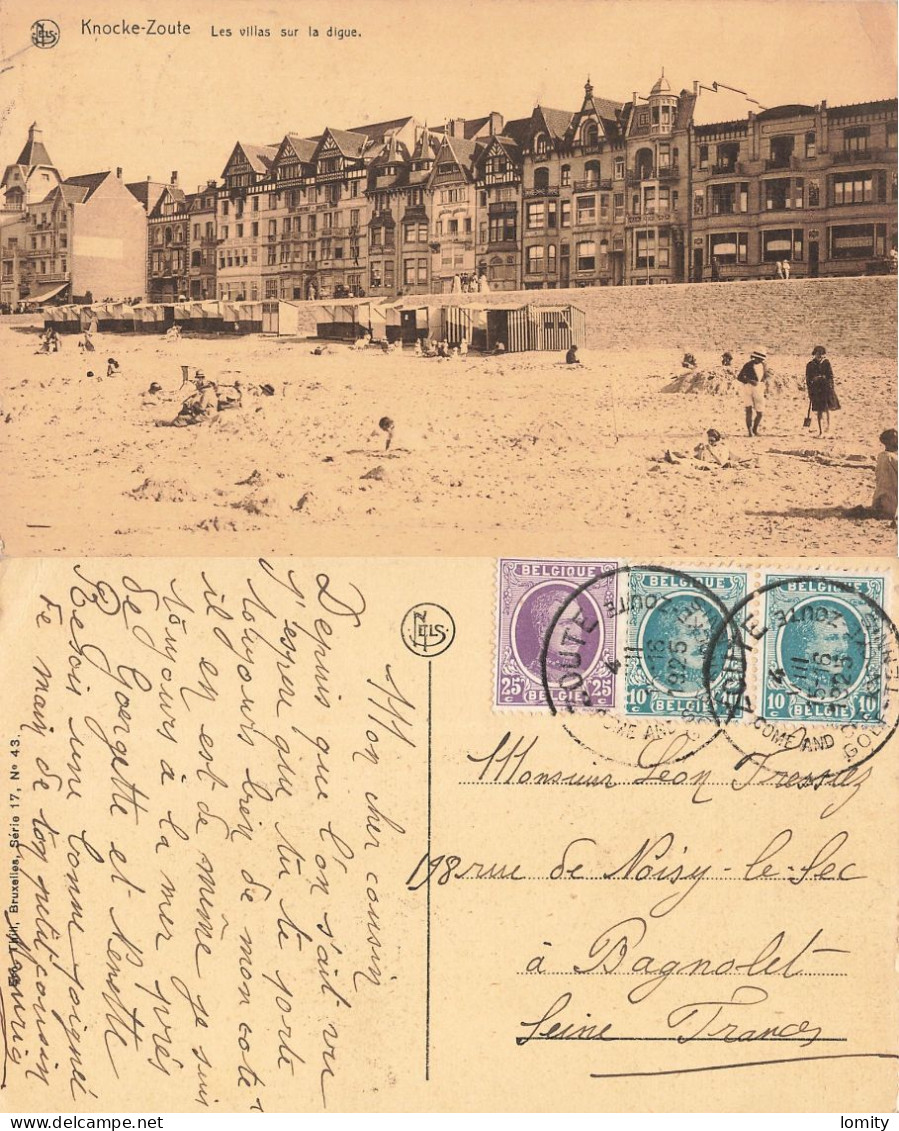 Belgique Knokke Knocke Zoute Les Villas Sur La Digue  CPA Cachet 1925 - Knokke