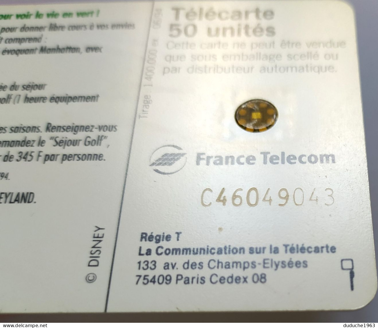 Télécarte France - Disneyland - Dingo Golf - Non Classés