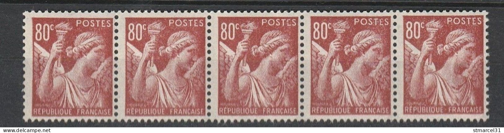 VARIETE Dallay Sur N°653 " POSTCS  Tenant à 2 Normaux  " Dans Bande De 5 Neuf** TBE - Unused Stamps