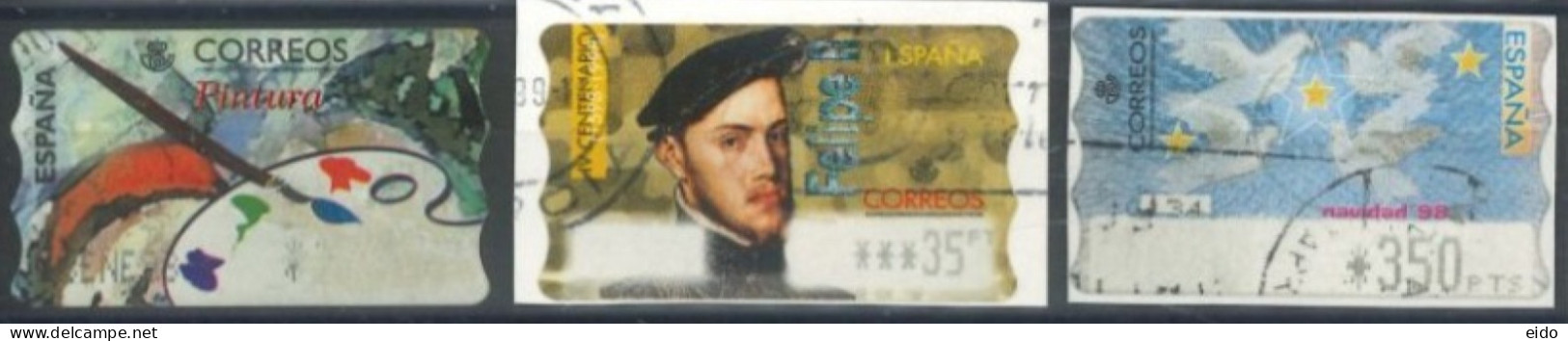 SPAIN -1998/99 - PAINTING, IV CENTENARY OF FELIPE II,& NAVIDAD 98 STAMPS SET OF 3 OF DIFFERENT VALUES, USED . - Gebruikt