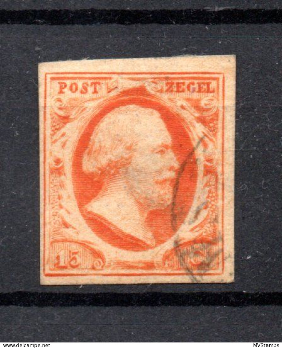 Netherlands 1852 Old King William Stamp (Michel 3) Nice Used, Dark Orange - Used Stamps