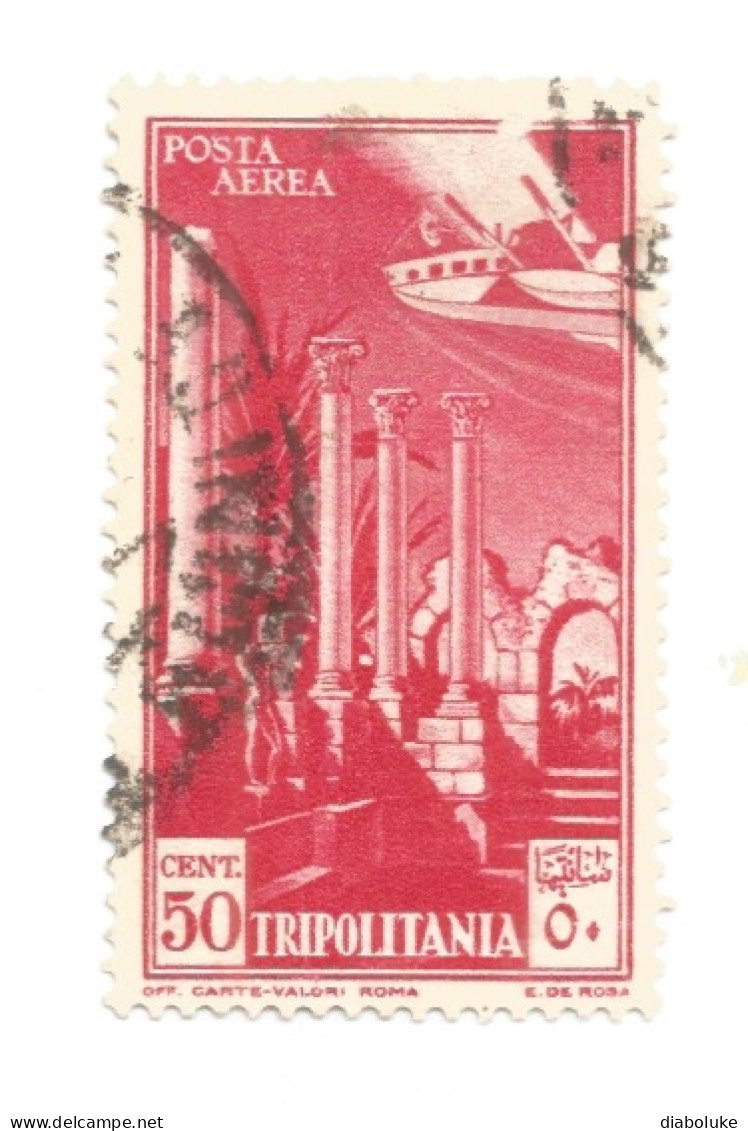 (COLONIE E POSSEDIMENTI) 1931-1932, TRIPOLITANIA, POSTA AEREA, 50c - 1 Francobollo Usato (CAT. SASSONE N.9) - Tripolitaine