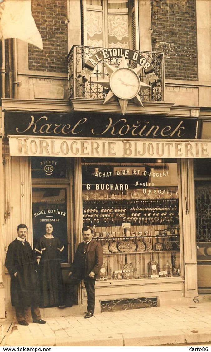 Trouville * RARE Carte Photo * Horlogerie Bijouterie Karel KORINEK A L'Etoile D'Or 44 Quai Tostain * G. BUCHARD Oméga - Trouville