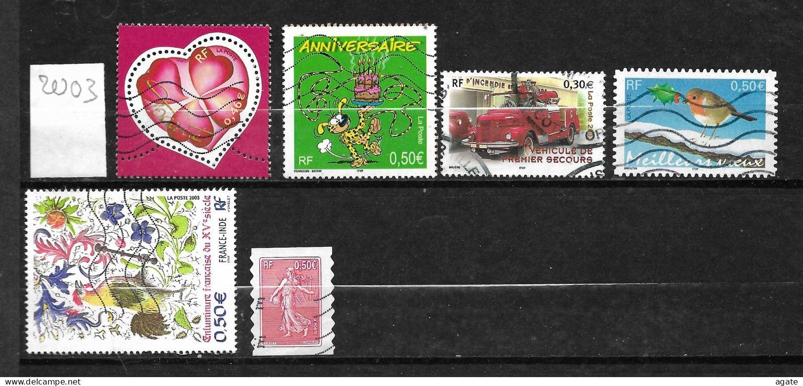 Entre 3538 Et 3629 Lot De 6 Timbres (2002) Oblitéré - Gebraucht