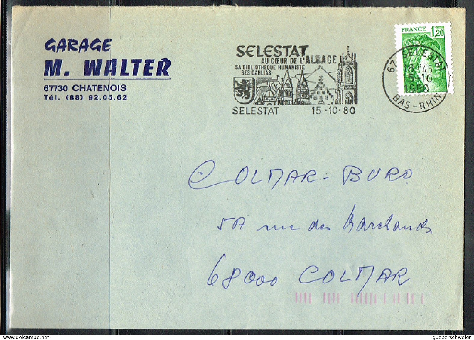 FLORA-L110 - FRANCE Flamme Illustrée De Sélestat Sur Lettre Bibliothèque Humaniste Et Dahlias 1980 - Mechanical Postmarks (Advertisement)