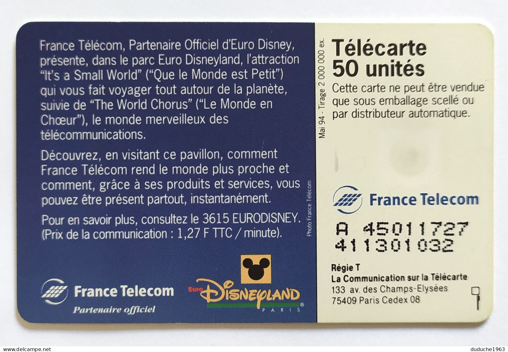 Télécarte France - Disneyland - Ohne Zuordnung