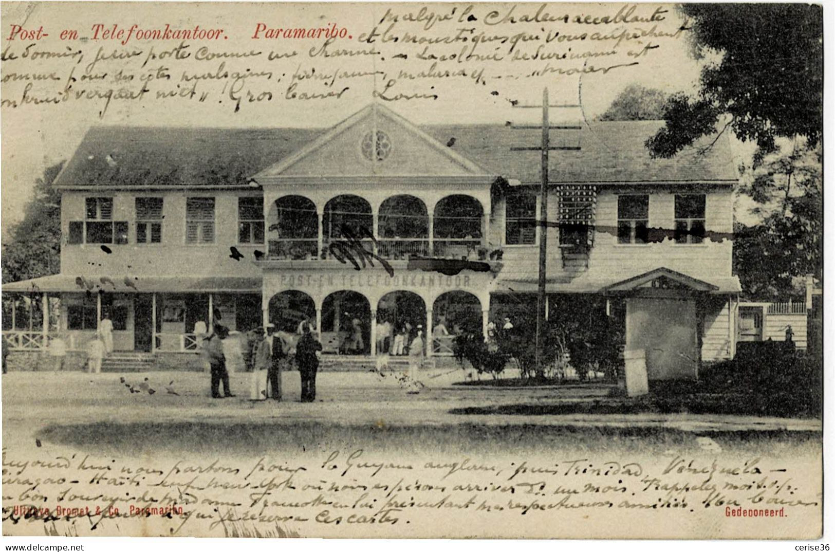 Paramaribo Post En Telefoonkantoor Circulée En 1903 Suriname Via Plymouth Voir Verso - Surinam