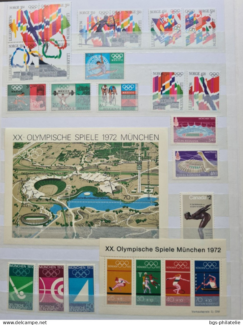 Collection de timbres sur le thème des JEUX OLYMPIQUES.