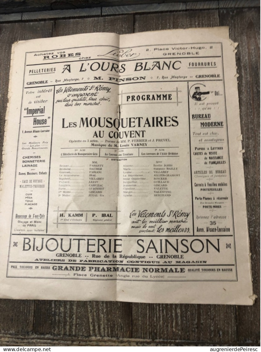 Programme Du Théâtre De Grenoble 1922-23 - Programma's