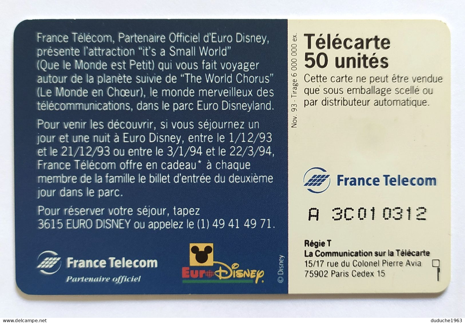 Télécarte France - Disneyland - Le Cadeau - Non Classificati