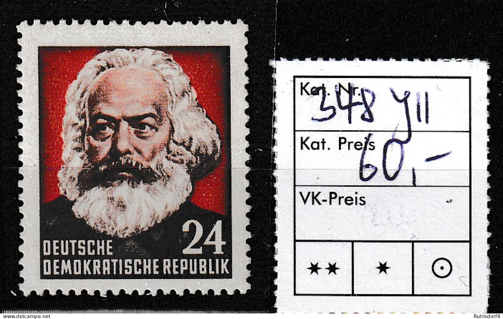 DDR Karl Marx (Mi.-Nr. 349 I) Mit Wz YII,  ** (MNH). Gepr. Mayer - Errors & Oddities