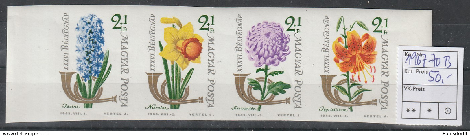 Ungarn, Tag Der Briefmarke/Blumen 1963, Geschnitten (1967-0 B), Postfrisch ** - Autres & Non Classés