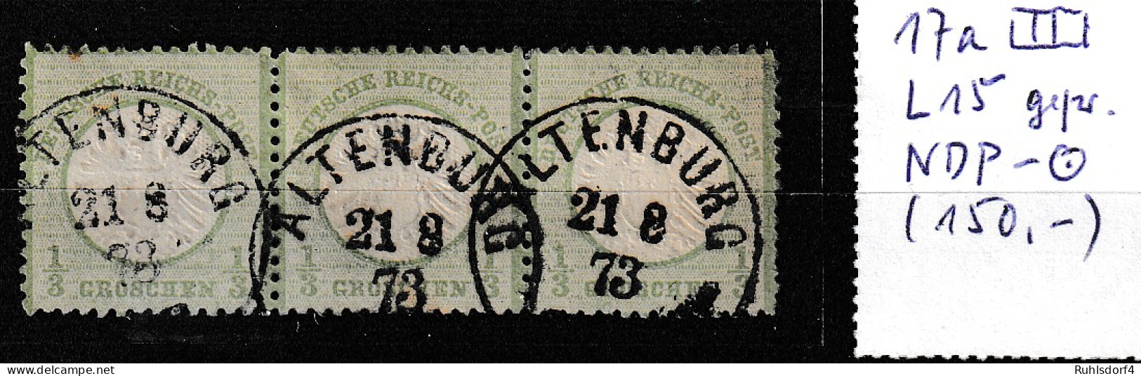 Brustschild Nr. 17a Im 3er Streifen; NDP-Stempel Altenburg, Geprüft - Other & Unclassified