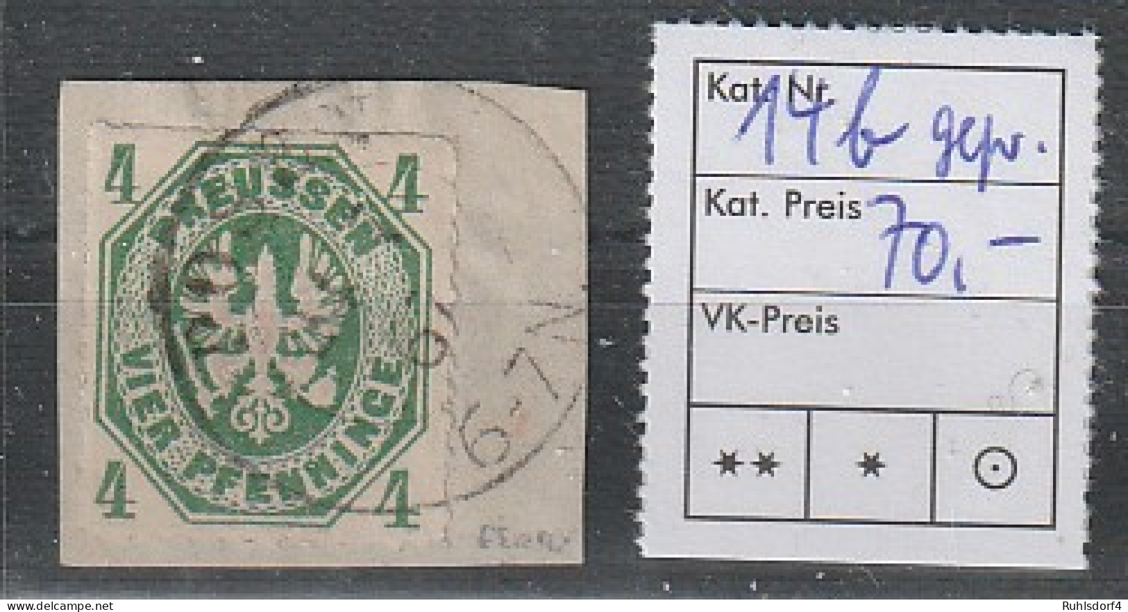 Preußen Nr. 14 In B-Farbe, Briefstück, Geprüft - Autres & Non Classés