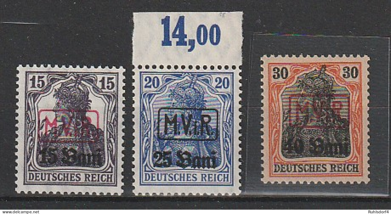 Besetzung Rumänien MViR 1-3, **, Befund Wasels - Besetzungen 1914-18