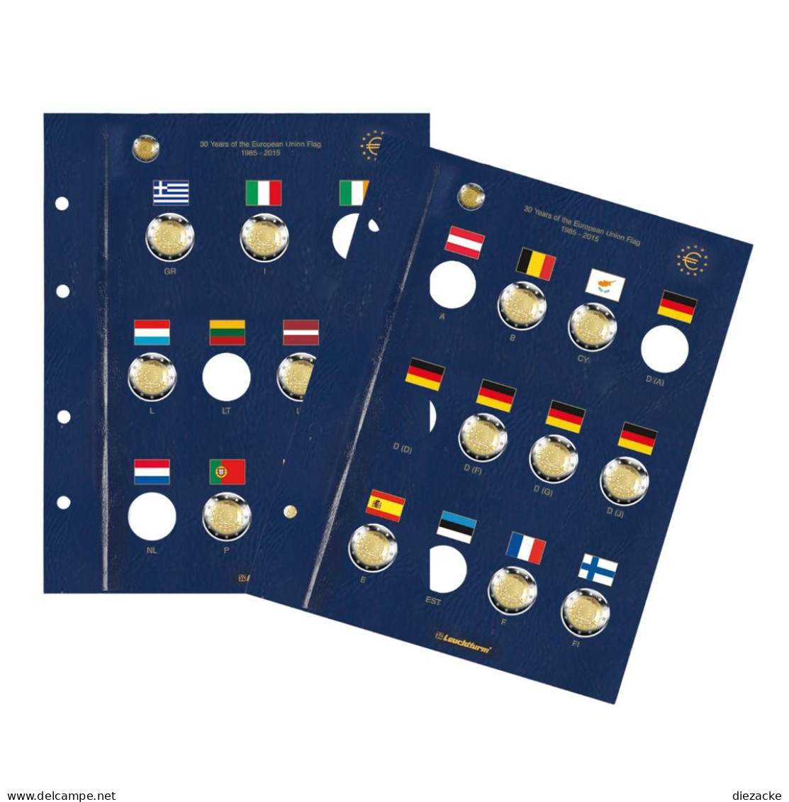 Leuchtturm Münzblätter VISTA - 30 Jahre EU-Flagge (2er Pack) 347758 Neu - Zubehör