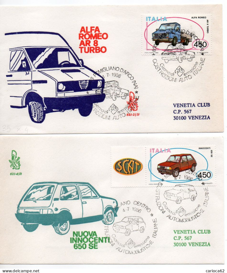 1986 - FDC " COSTRUZIONI AUTOMOBILISTICHE ITALIANE " VENETIA VIAGGIATA VEDI++++ - FDC