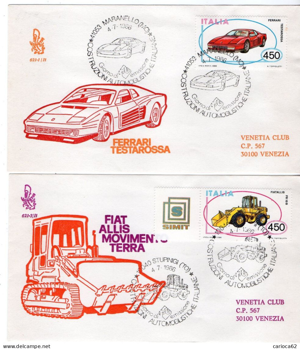 1986 - FDC " COSTRUZIONI AUTOMOBILISTICHE ITALIANE " VENETIA VIAGGIATA VEDI++++ - FDC