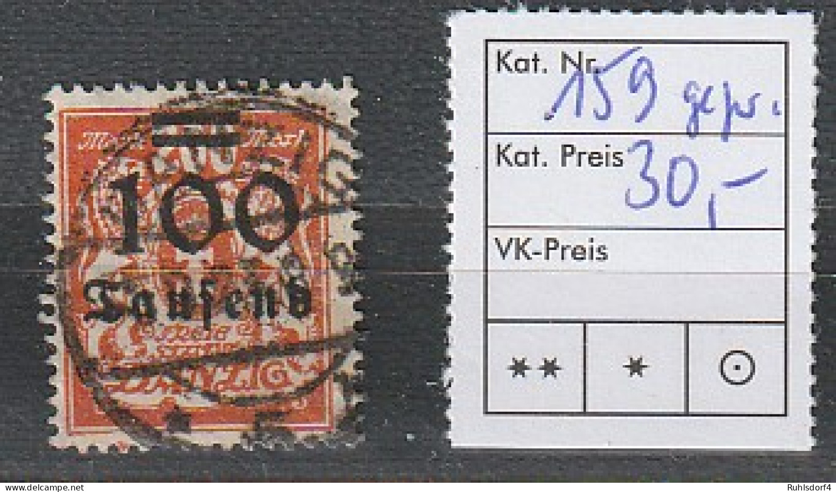 Danzig:  Infla-Freimarke Nr. 159, Gestempelt, Geprüft - Other & Unclassified