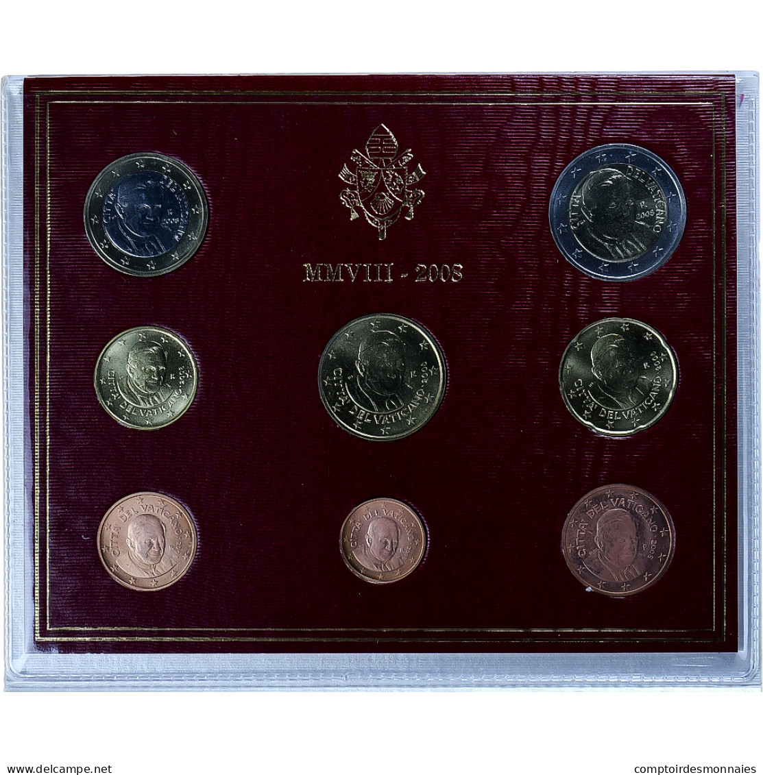 Vatican, Benoît XVI, 1 Cent To 2 Euro, 2008, Rome, FDC - Vaticano