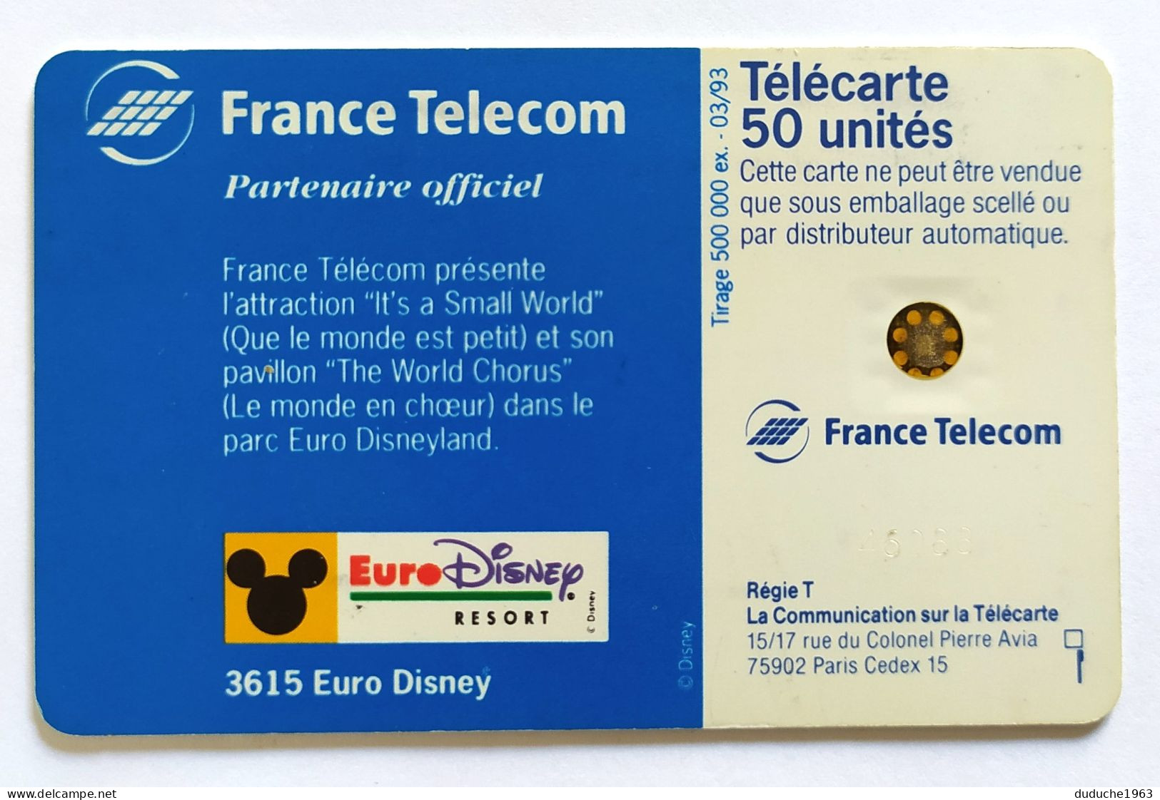 Télécarte France - Disneyland - Small World - Non Classés