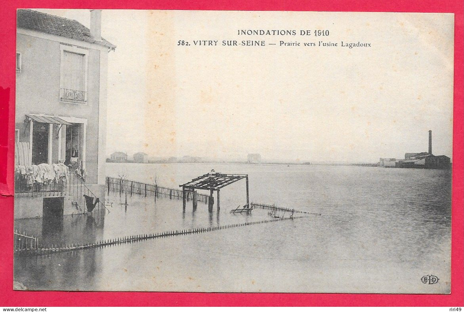 Cpa 94 VITRY-SUR-SEINE, INONDATIONS 1910 Prairie Vers  L'Usine LAGADOUX, Voir Scanne VIERGE Et Divisée - Vitry Sur Seine