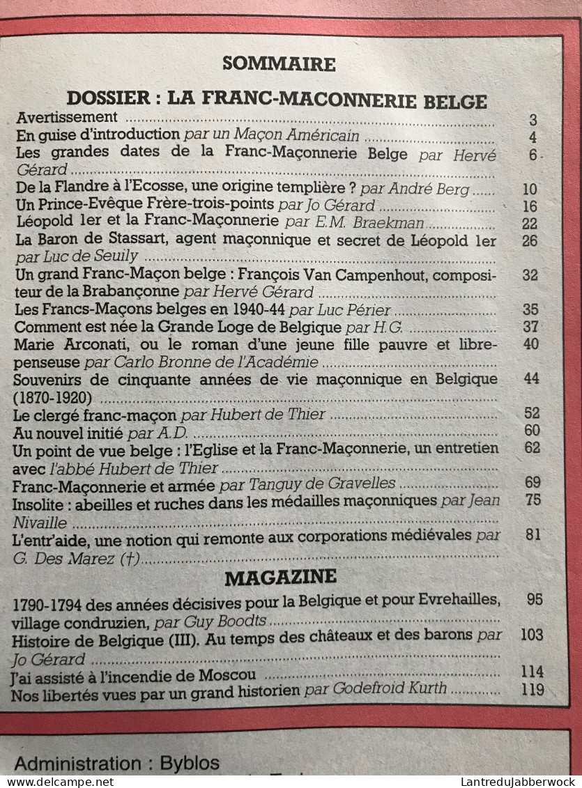 BELGIA 2000 N°3 Toute L'histoire De Belgique Ces Francs-Maçons Belges Léopold Ier Et La Loge Régionalisme Maçonnerie 1er - Belgium