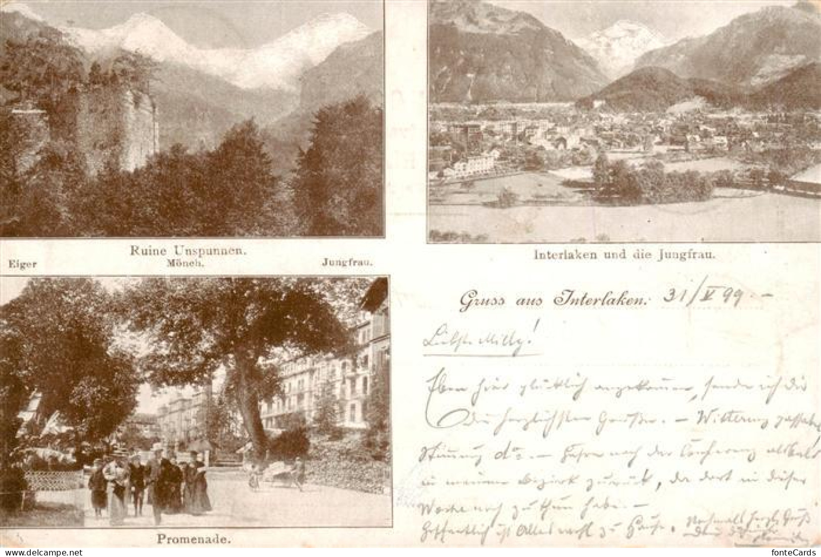 13802243 Interlaken BE Ruine Unspunnen Aiger Moench Jungfrau Berner Alpen Promen - Andere & Zonder Classificatie