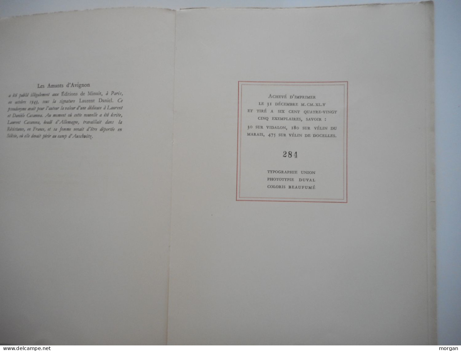 ELSA TRIOLET, LES AMANTS D'AVIGNON 1945, TIRAGE N°284/645 PORTRAIT PAR BERARD - Non Classificati