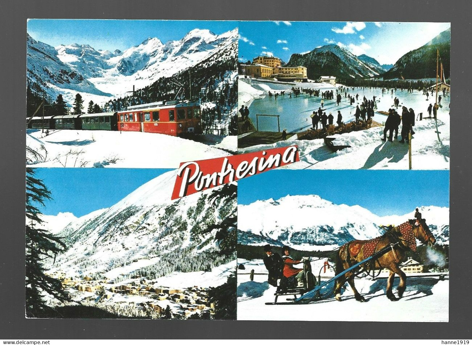 Pontresina Curling Platz Berninagruppe Train Pferd Attelage Cheval Multivues Photo Card Suisse Zwitserland Htje - Pontresina