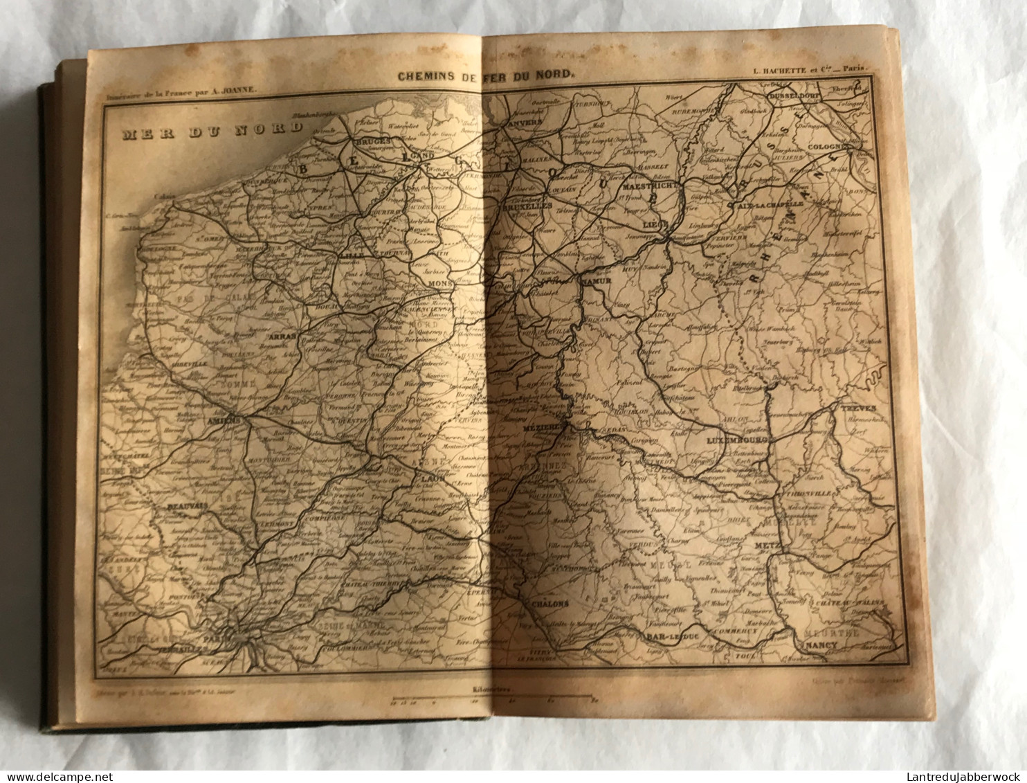 DU PAYS Itinéraire descriptif historique artistique et industriel de la Belgique Guide Joanne 1863 Chemin de fer + CARTE