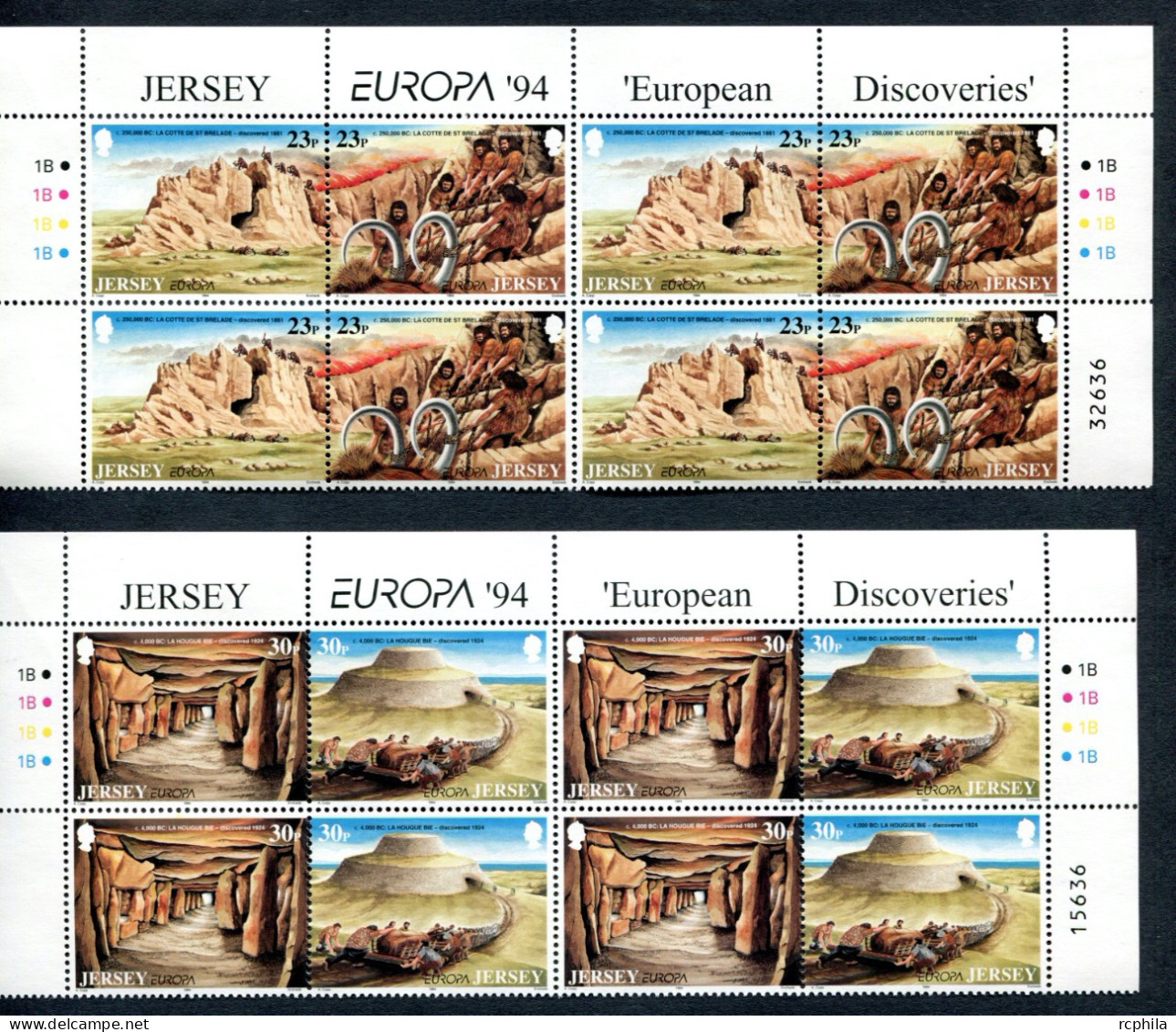 RC 27532 JERSEY COTE 20€ N° 1644 / 647 X 4 Ex EUROPA 1994 L'EUROPE ET LES DECOUVERTES NEUF ** MNH TB - 1994