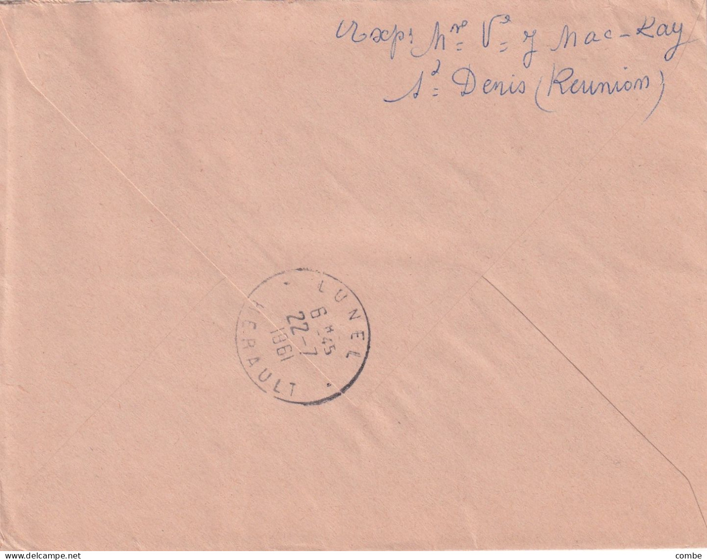 LETTRE.  REUNION. 19 7 1961. RECOMMANDE ST DENIS. 42 CFA. POUR LUNEL - Cartas & Documentos