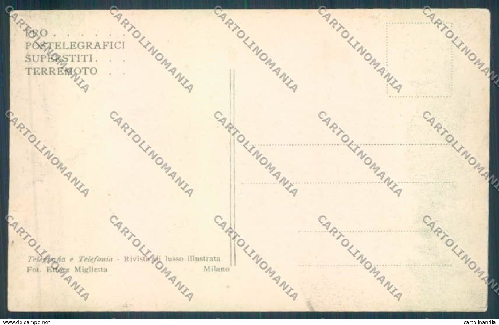 Messina Terremoto Città Poste SCOLLATA IN PARTE Cartolina ZB9884 - Messina