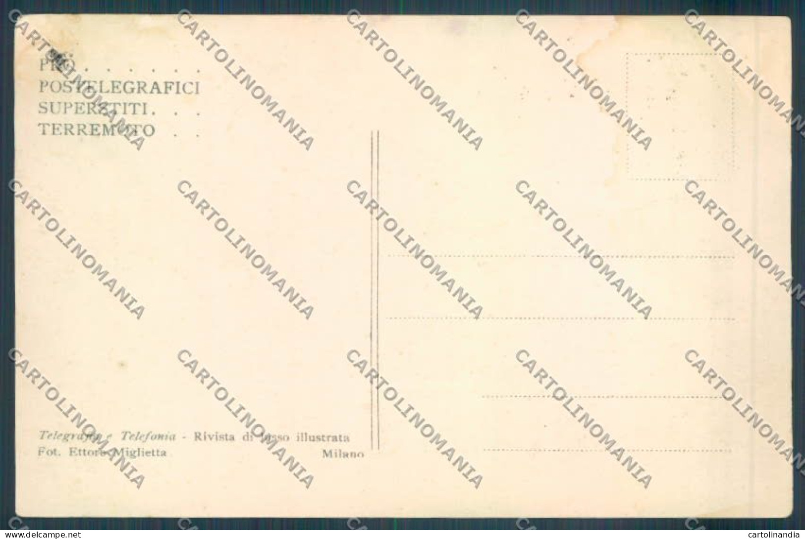 Messina Terremoto Città Poste SCOLLATA IN PARTE Cartolina ZB9886 - Messina