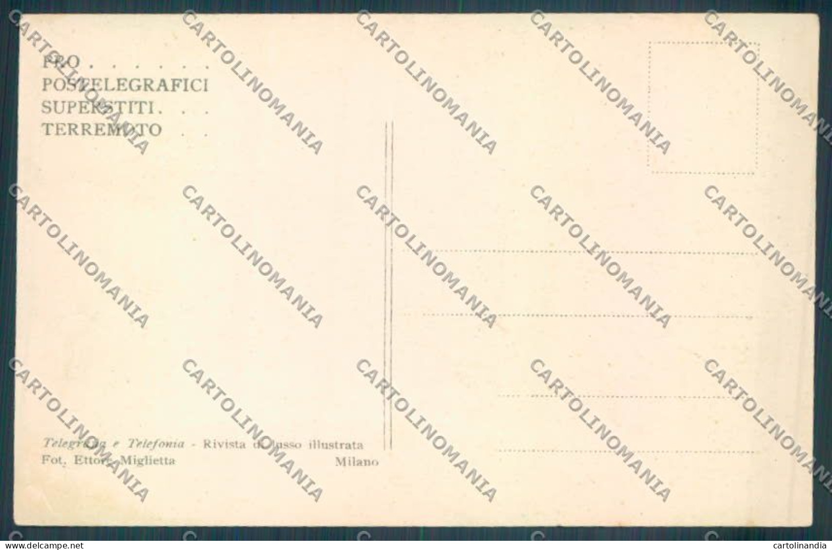 Messina Terremoto Città Poste SCOLLATA IN PARTE Cartolina ZB9891 - Messina