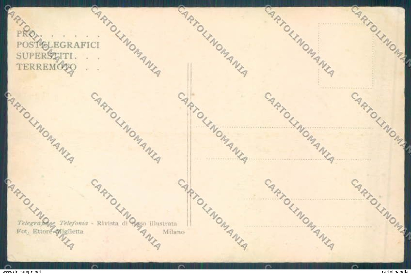 Messina Terremoto Città Poste SCOLLATA IN PARTE Cartolina ZB9895 - Messina